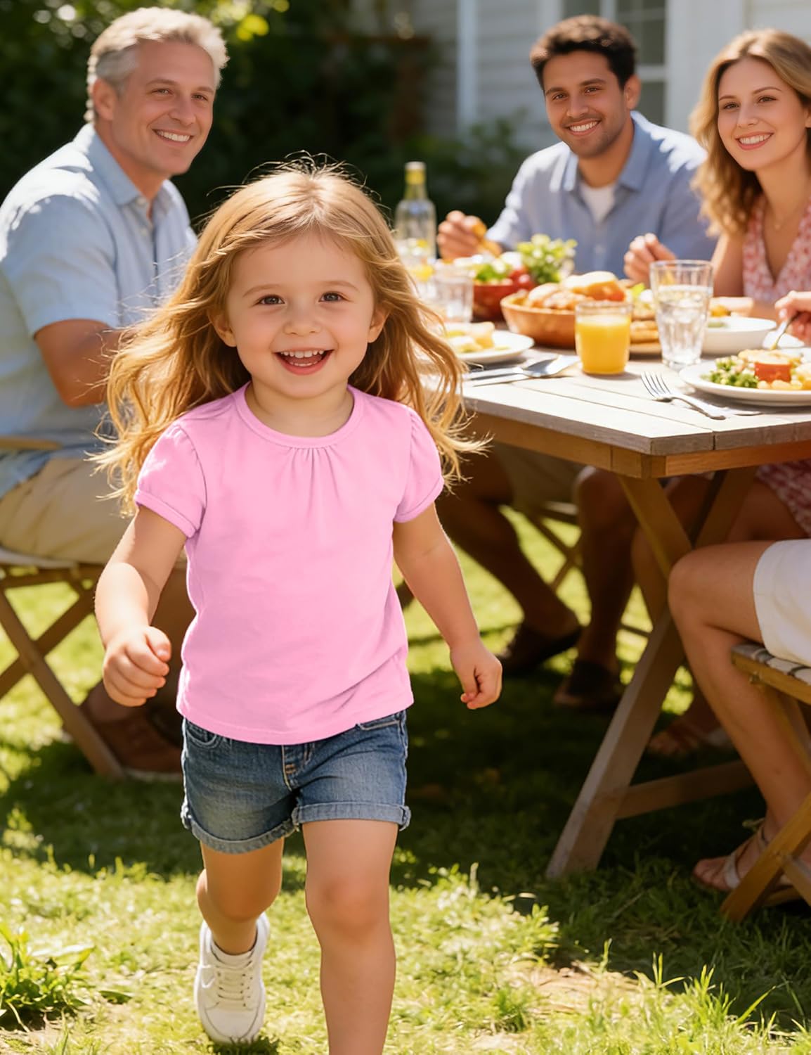 3 Pack Toddler Girls Short Sleeve Shirts Pleated Neck Cotton T-Shirts Baby Girl Summer Tee Tops Size 18M-5T - Image 2