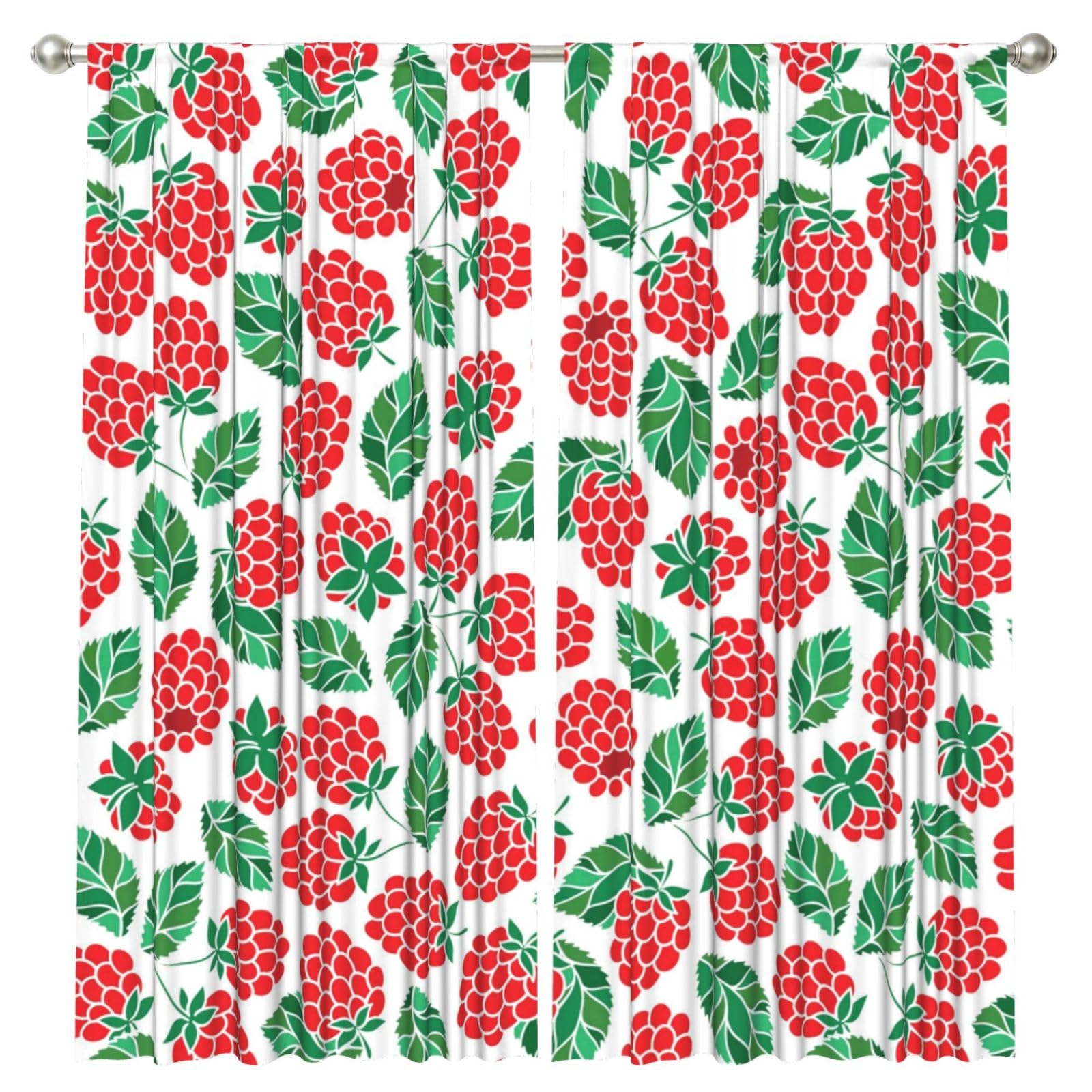 InOmak Fruit Of Raspberries Pattern, 2 Panels Window Curtains 52 x 84 Inch Blackout Curtains for Living Room Bedroom