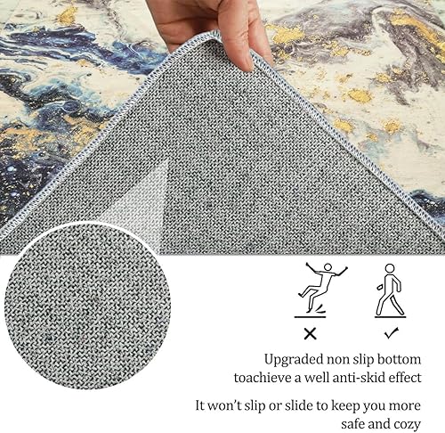 Miniatura 5 de Popumelon Alfombra de área para sala de estar, 4 x 6, abstracto, resistente a las manchas, lavable, antideslizante, para sala de estar, alfombras