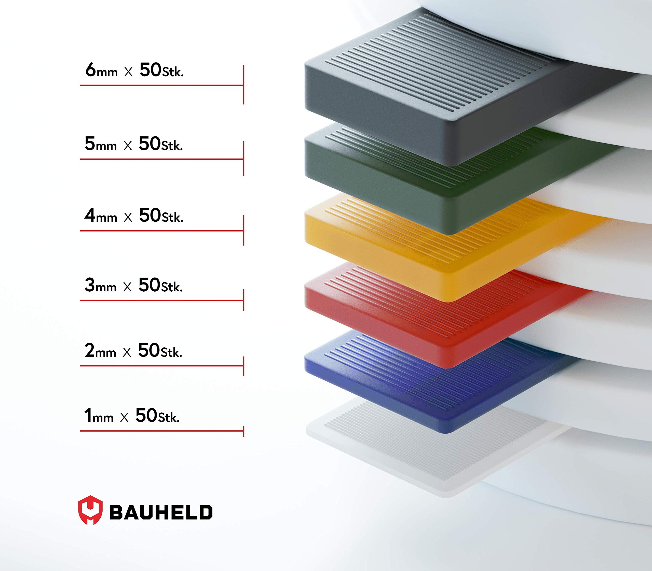 BAUHELD Verglasungsklötze 24x100mm - Set 300 Stück - Fenster-Abstandshalter aus stabilem Kunststoff - Unterleg-Keile mit Feinriffelungen - Als Fensterkeile, Unterlegplatten, Ausgleichsplättchen