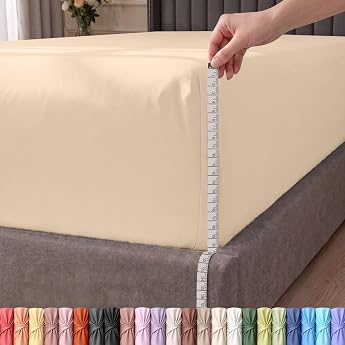 Utopia Bedding Fitted Sheet Queen - Extra Deep Pocket - 53 cm Deep - Soft Microfibre - Shrink and Fade Resistant - Easy Care - 1 Fitted Sheet Only Beige