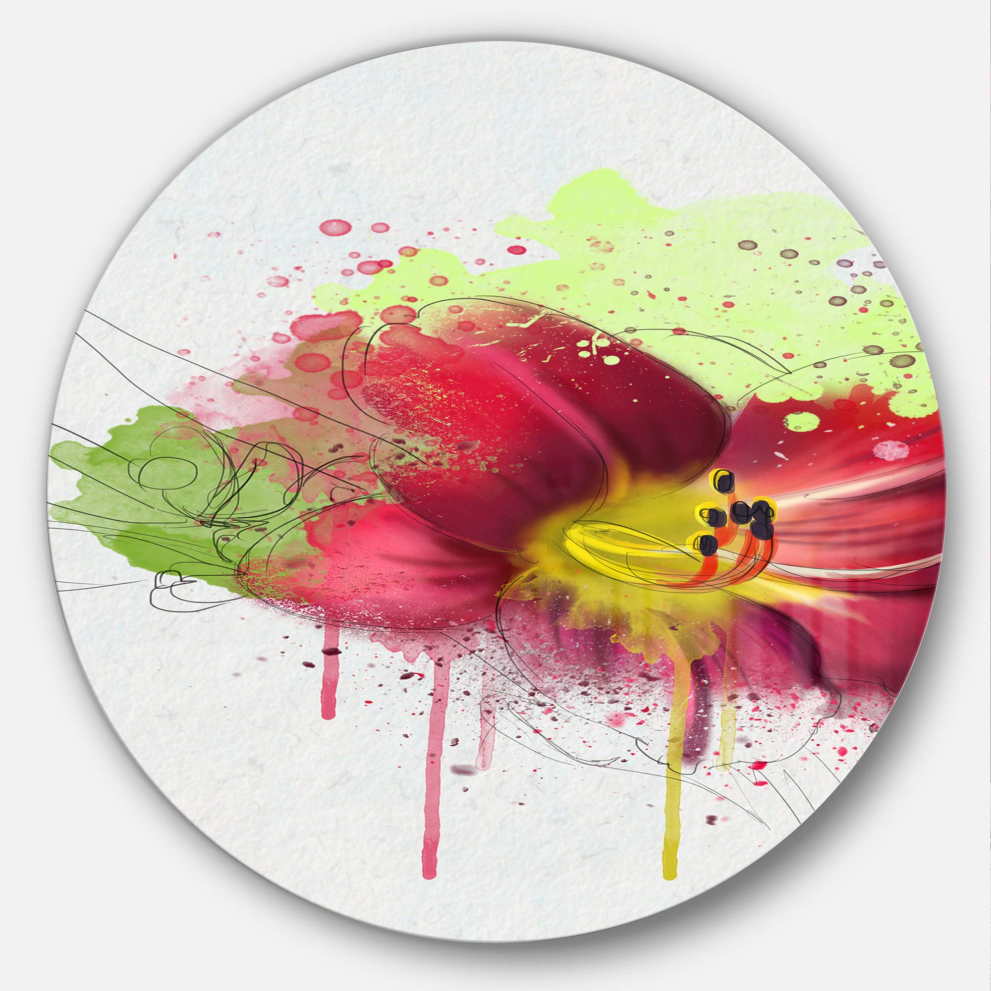 Designart MT13616-C23 Lily with Paint Splashes Floral Large Disc