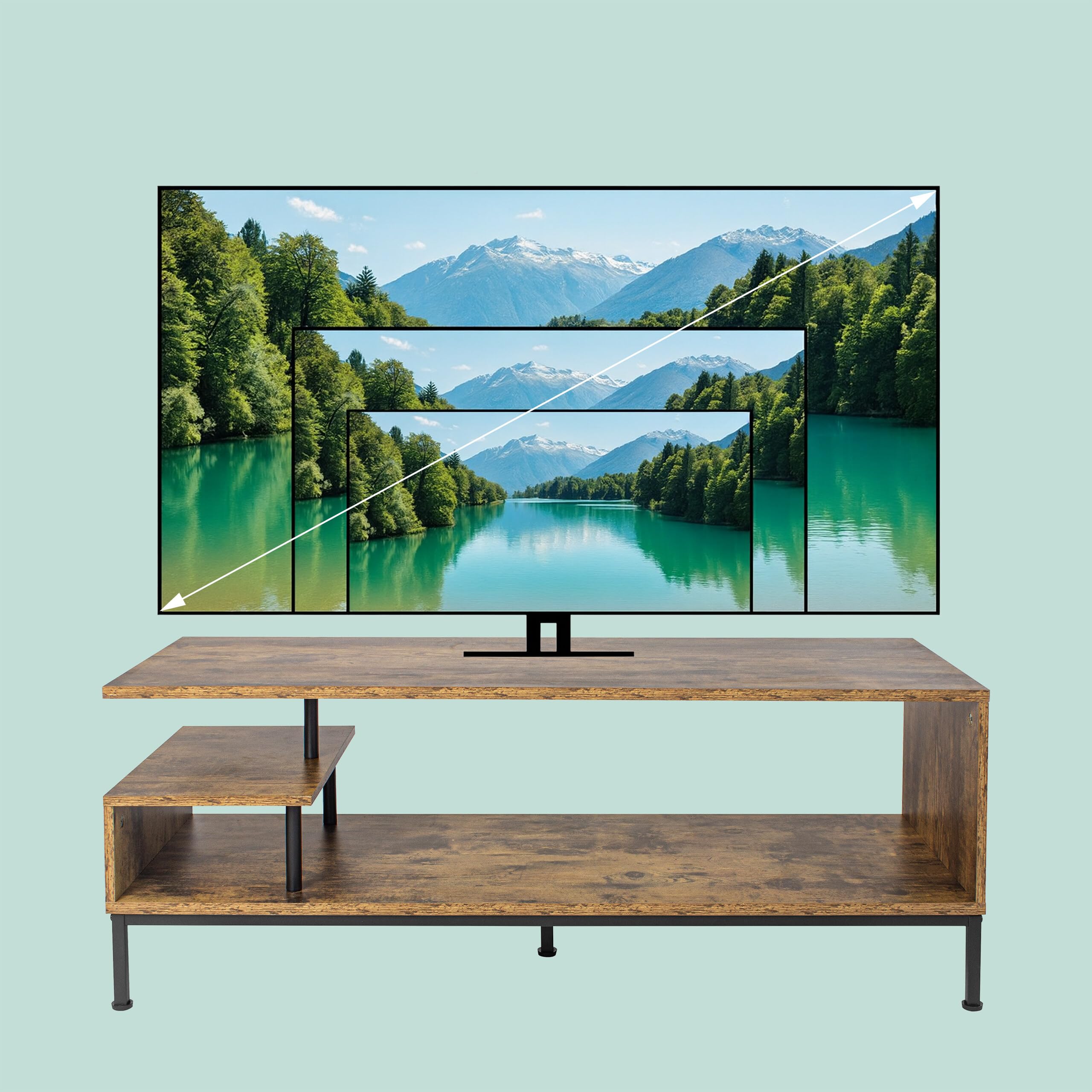 Relaxdays TV-Lowboard, 3 Ripiani, Mobile TV Aperto Fino a 55", A x L x P: 40 x 106 x 39,5 cm