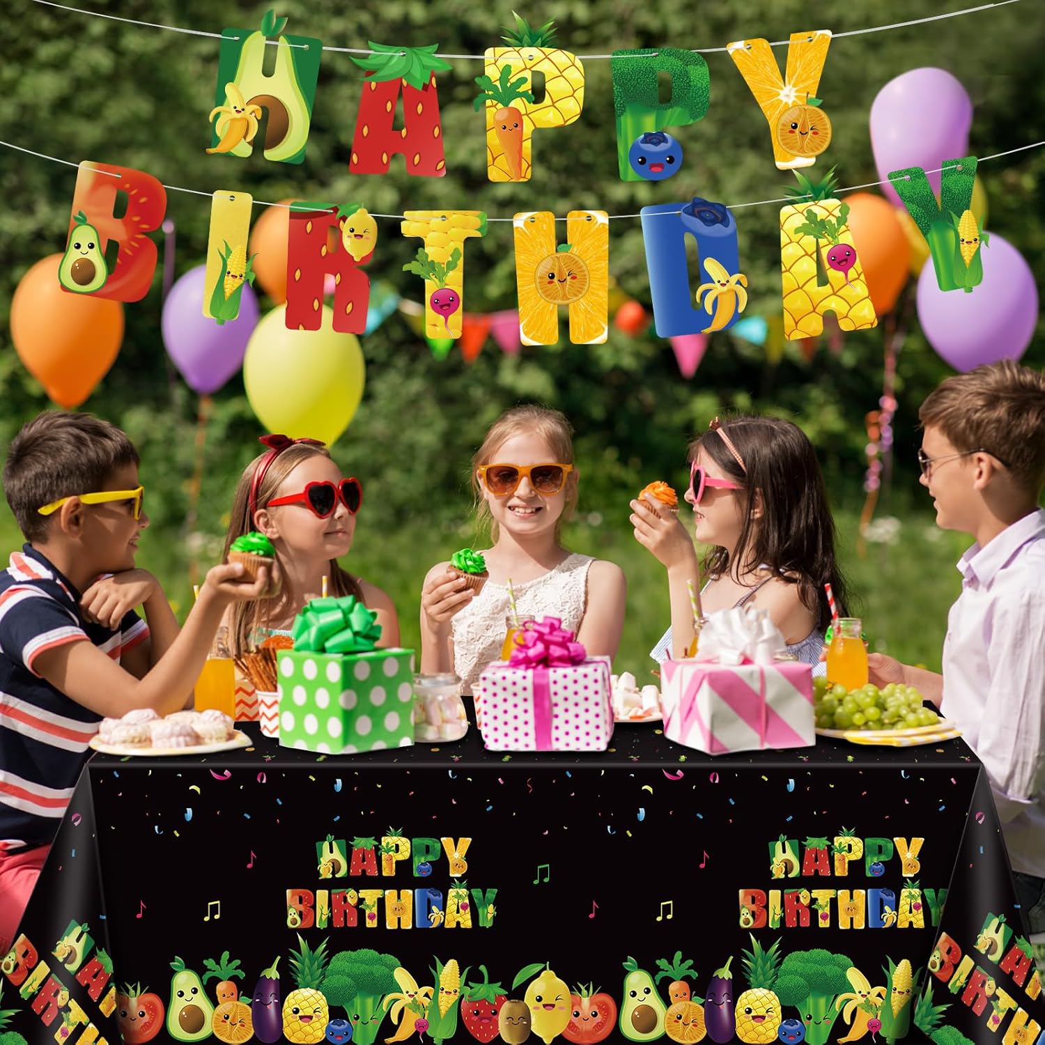 Zhehao 172 PCS Dancing Fruit Party Decorations Include Fruit Birthday Tableware Set Fruit Theme Banner Summer Fruit Party Tablecloths for Dancing Fruit 1st Birthday Baby Shower Party Supplies Decor