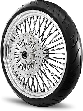 21X2.15 Fat 52 Stainless Spoke/Nipple For Harley Sportster 2000-2007 3/4" Front Wheel 4-3 Black Spoke & Nipple - Black Wall Tire
