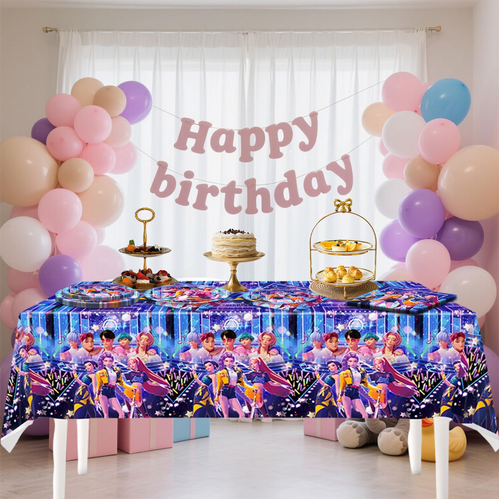 41 Decoración Cumpleaños,Decoracion Cumpleaños,Juego de Vajilla,Adornos de Cumpleaños,Mantel,Servilletas - 4