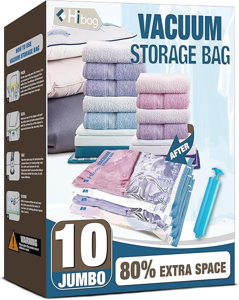 HIBAG Jumbo Vacuum Storage Bags for Bedding and Clothing