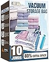 HIBAG Vacuum Storage Seal Bags, 10 Jumbo Space Saver Vacuum Sealer Bags for Clothes, Comforters, Blankets, Bedding (10J)
