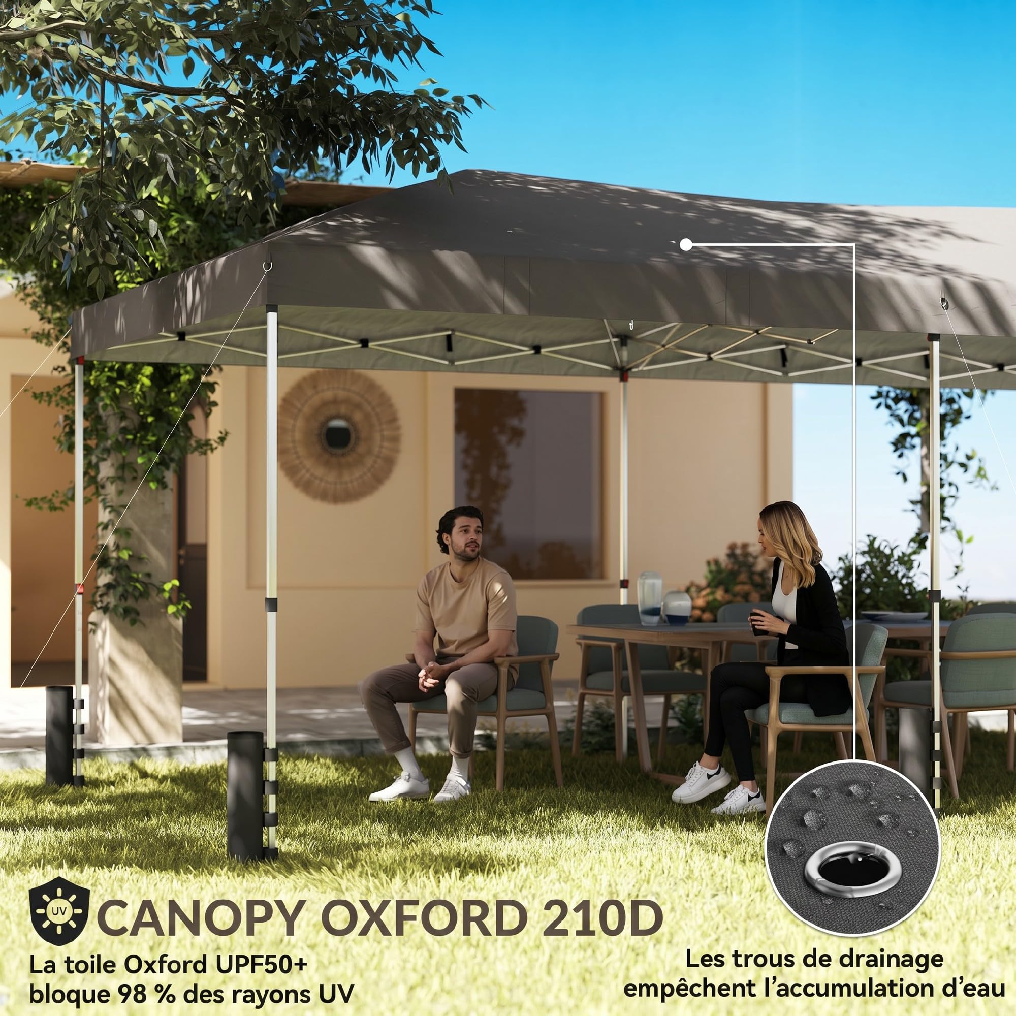 Outsunny Tonnelle de Jardin Pliante 3x6 m Réglable en Hauteur UV50+ Gris | Tente Pliante Pop Up, 6 Parois Latérales, 6 Sacs de Sable, Sac de Transport à Roulettes