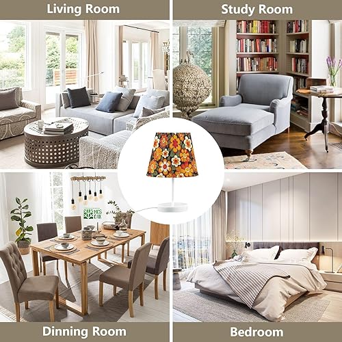 Miniatura 8 de Lámparas de mesita de noche para dormitorio, lámpara de mesita de noche naranja retro con puerto USB