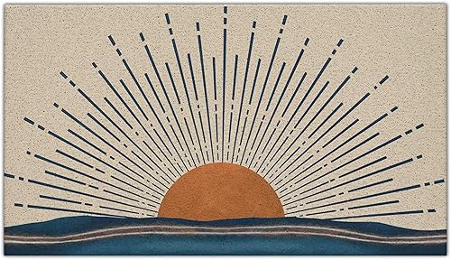 Miniatura 8 de Nogrit Alfombra Retro Boho Neutral Sol Amanecer Atardecer Moderno de Mediados de Siglo Alfombras Suaves Antideslizante Tapete de Puerta 17x30