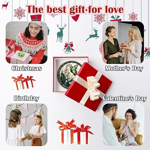 Miniatura 6 de Colgante de vidrieras para ventana, diseño de lirio del valle, mariposa, atrapasoles para puertas, hogar, decoración y Navidad, Día de la Madre,