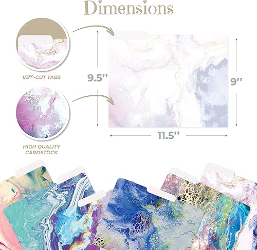 Miniatura 2 de Better Office Products Carpetas decorativas para archivos, paquete de 12, 6 diseños, pesadas, tamaño carta (9.5 x 11.5 pulgadas) con pestaña de