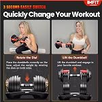 IMFit Adjustable Dumbbell Set (5 - 52.5 lbs) Single/ Pair(Set of 2) with Free Hand Grip | 15 Adjustable Weight Settings (Colour-Black) IMFit 2026 AIO Dumbbells (1.65lbs - 30/52/85lbs) Barbell, Kettlebells, Push up Stand (Colour-Grey) | Space Efficien