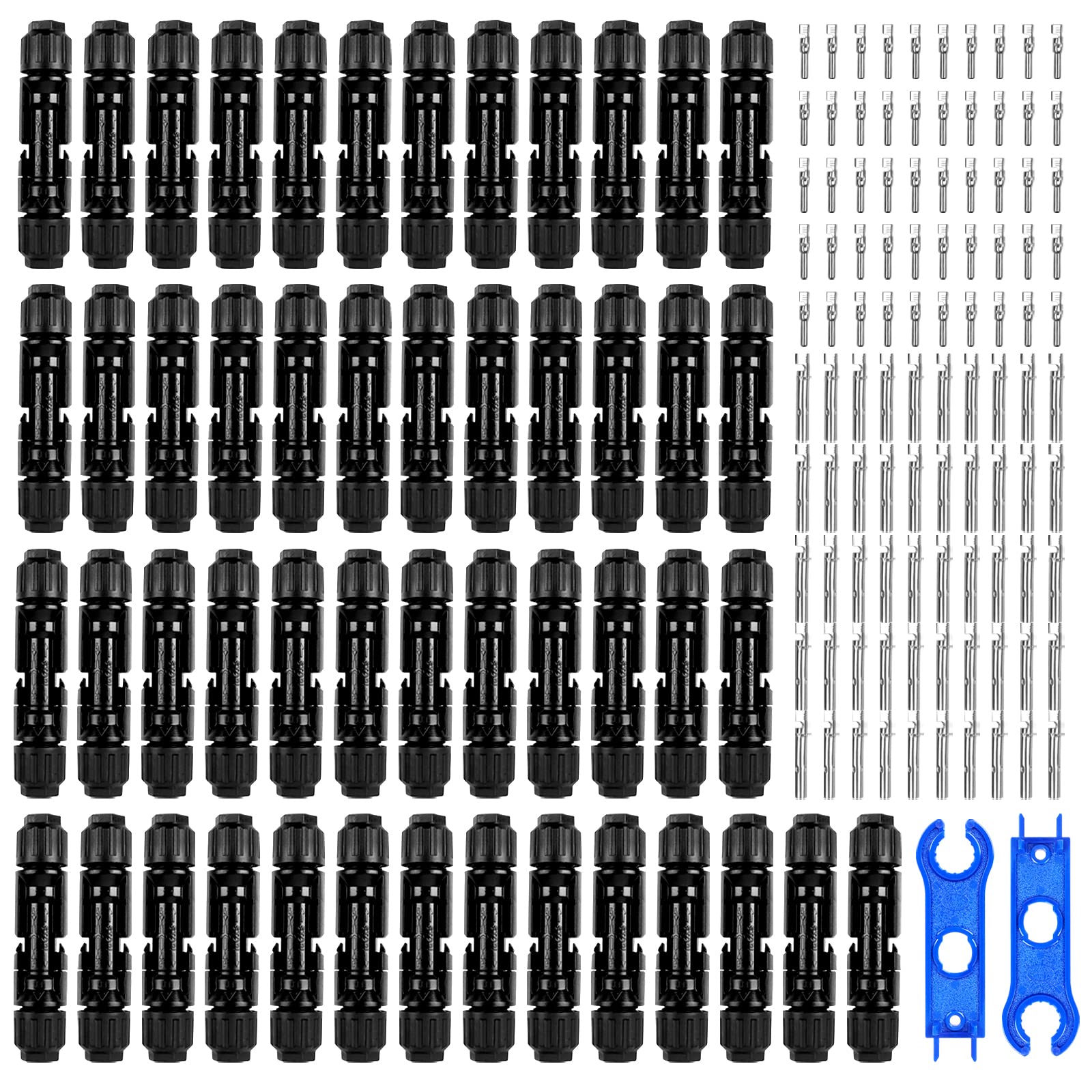 Lot de 50 paires de fiches solaires avec 2 clés à molette, connecteur photovoltaïque IP67