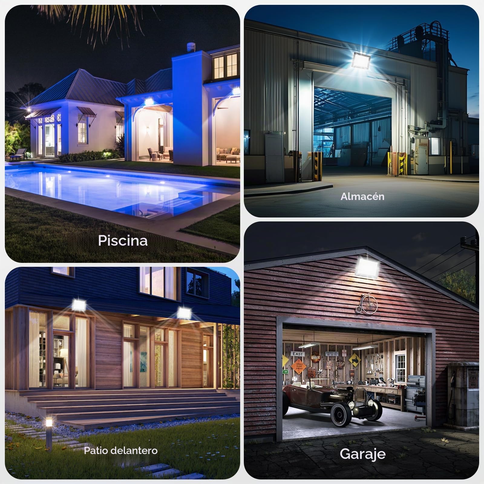 Foco LED Exterior 100W,Iluminación de Seguridad,7000K Blanco Frío,10000LM Super Brillante,IP67 Impermeable,119 LEDs,Foco de Exterior para Jardín,Patio,Garaje,Taller, Pasillo