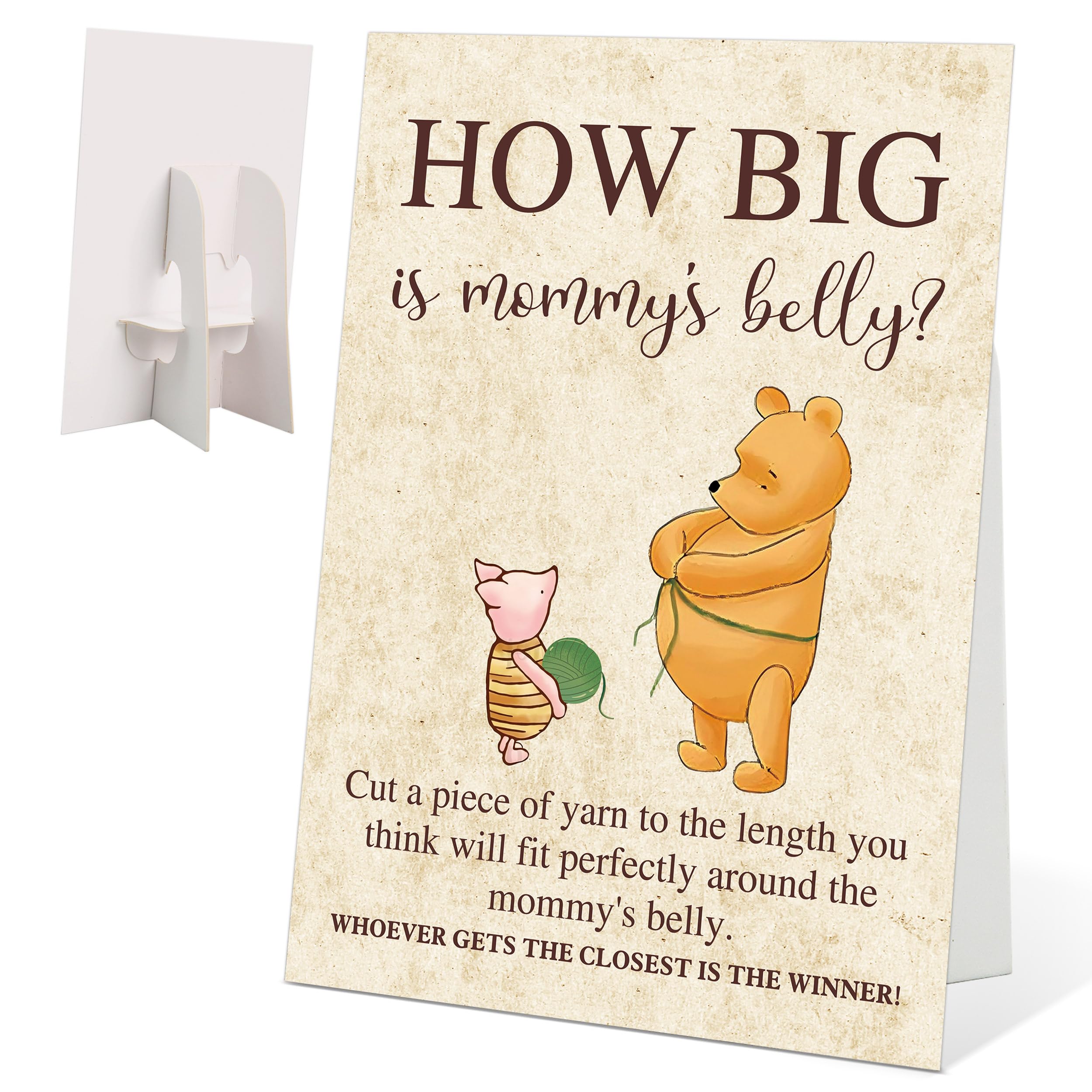 How Big is Mommy's Belly Sign for Baby Shower, Baby Shower Party Reception Decoration, Bear Themed Party Decoration, Supplies for Gender Reveal