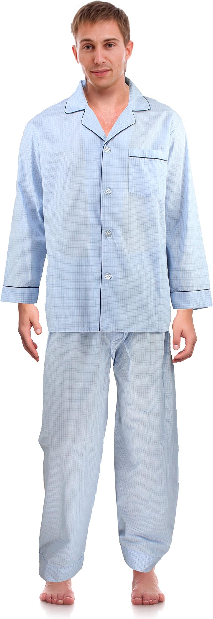 Robes KingRK Classical Sleepwear Men’s Broadcloth Woven Pajama Set
