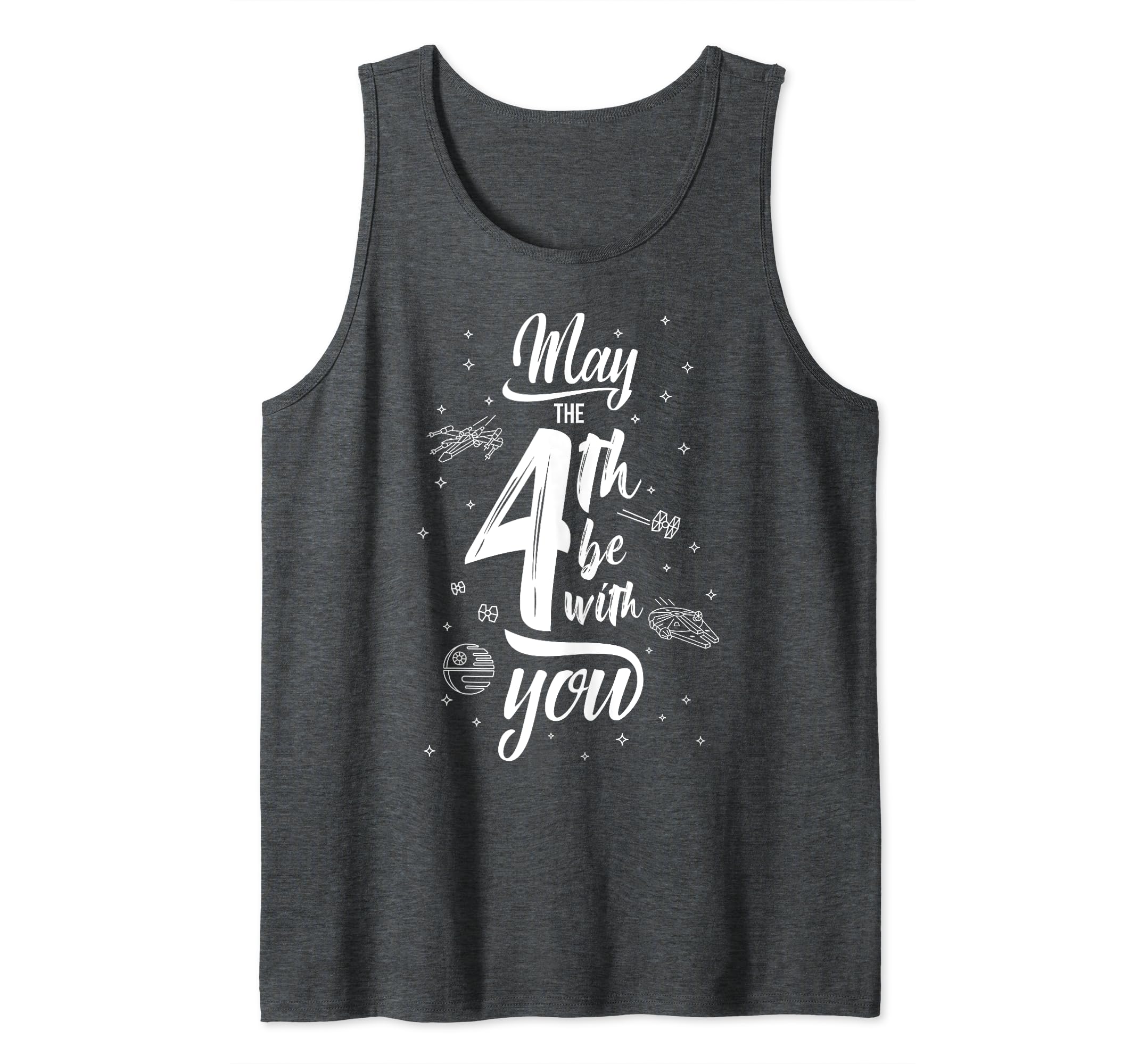 Star Wars May The 4th Be With You Space Text C1 Tank Top, Grey