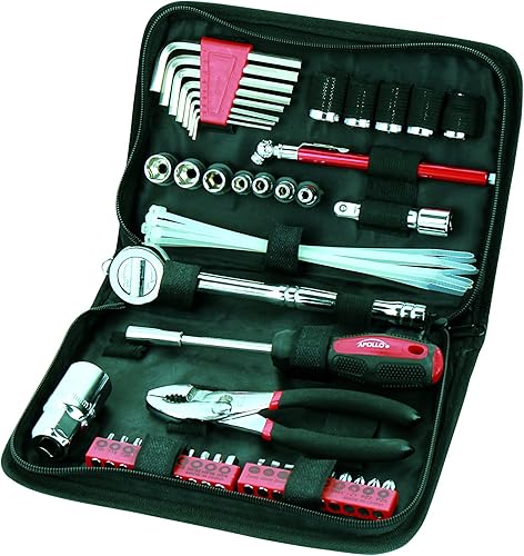 Apollo Tools - Juego de herramientas métricas compactas de 56 piezas en estuche con cremallera, juego de herramientas mecánicas pequeñas para