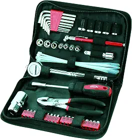 Apollo Conjunto de ferramentas automotivas métricas compactas de 56 peças em estojo com zíper, conjunto de ferramentas mecânicas pequenas para emergência de carro, reparo de motocicleta na estrada