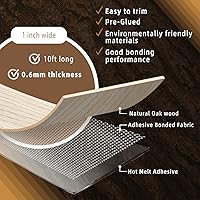 Vista 2 de GSCIT Club Bandas de borde de roble, rollo de 1 pulgada x 10 pies de bandas de borde de chapa - Cinta de madera real flexible previamente pegada