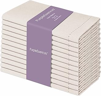 PurpleEssences Set of 12 Hemstitch Cloth Dinner Napkins 100% Cotton - Soft Durable Washable - Ideal for Wedding Spring Easter Summer - Perfect Everyday Use Table Linen 18x18 - Royal Linen
