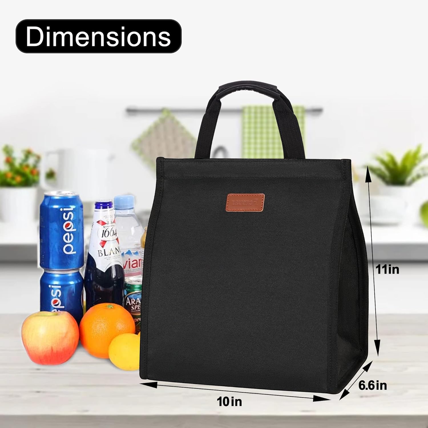 Femuar Lunch Box for Men Women, Black Lunch Bag for Office/Work/School/Picnic - Reusable Portable Lunchbox