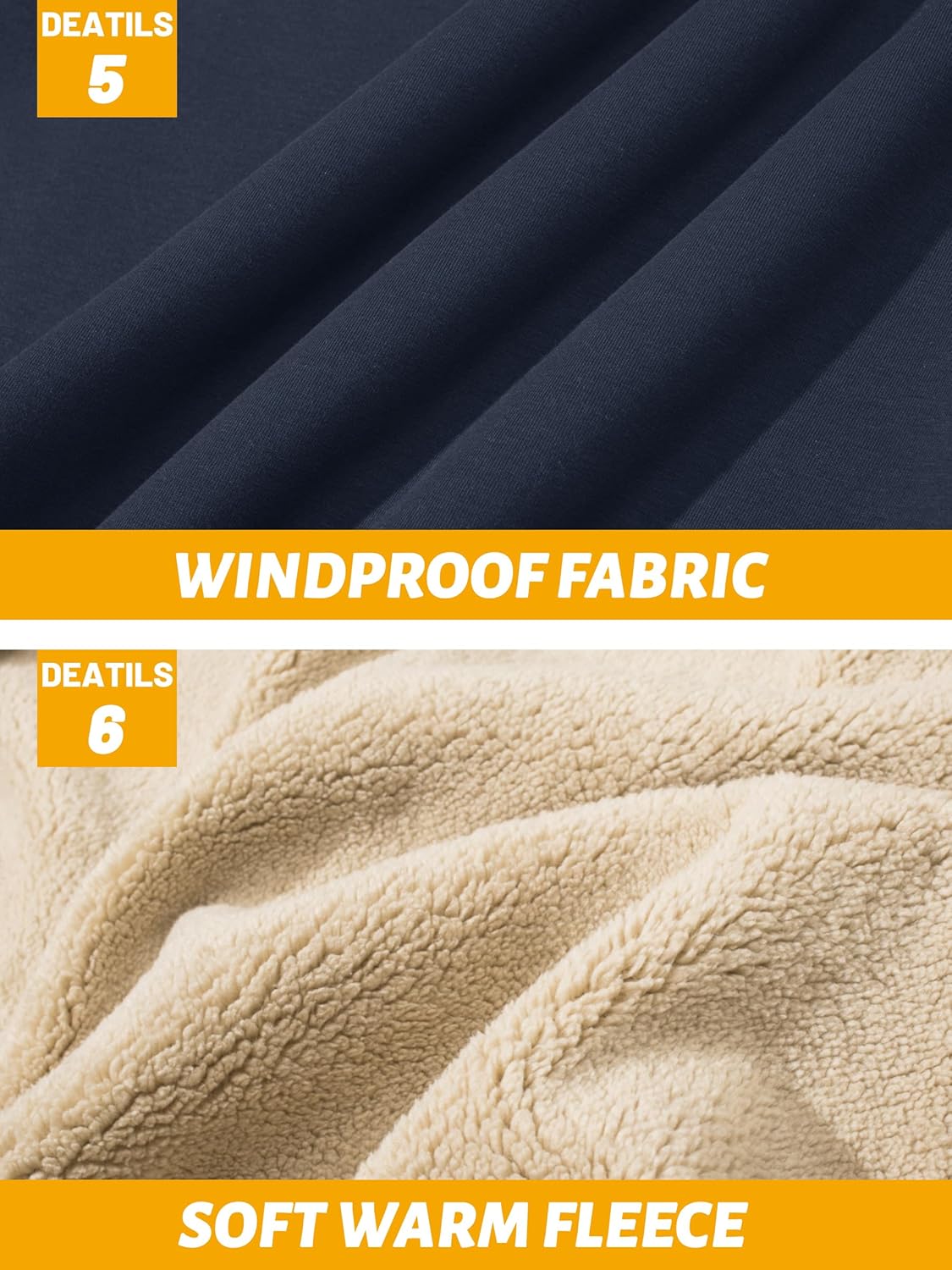 TACVASEN Men's Zip Up Sherpa Lined Hoodies Thick Fleece Heavyweight Jacket Windproof Thermal Zipper Sweatshirt - Image 8