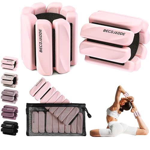 BECOJADDE Wrist Weights for Women Adjustable Ankle Weights Set of 2 (1/2LB Each), Weighted Wristbands for Pilates, Yoga, Walking, Running