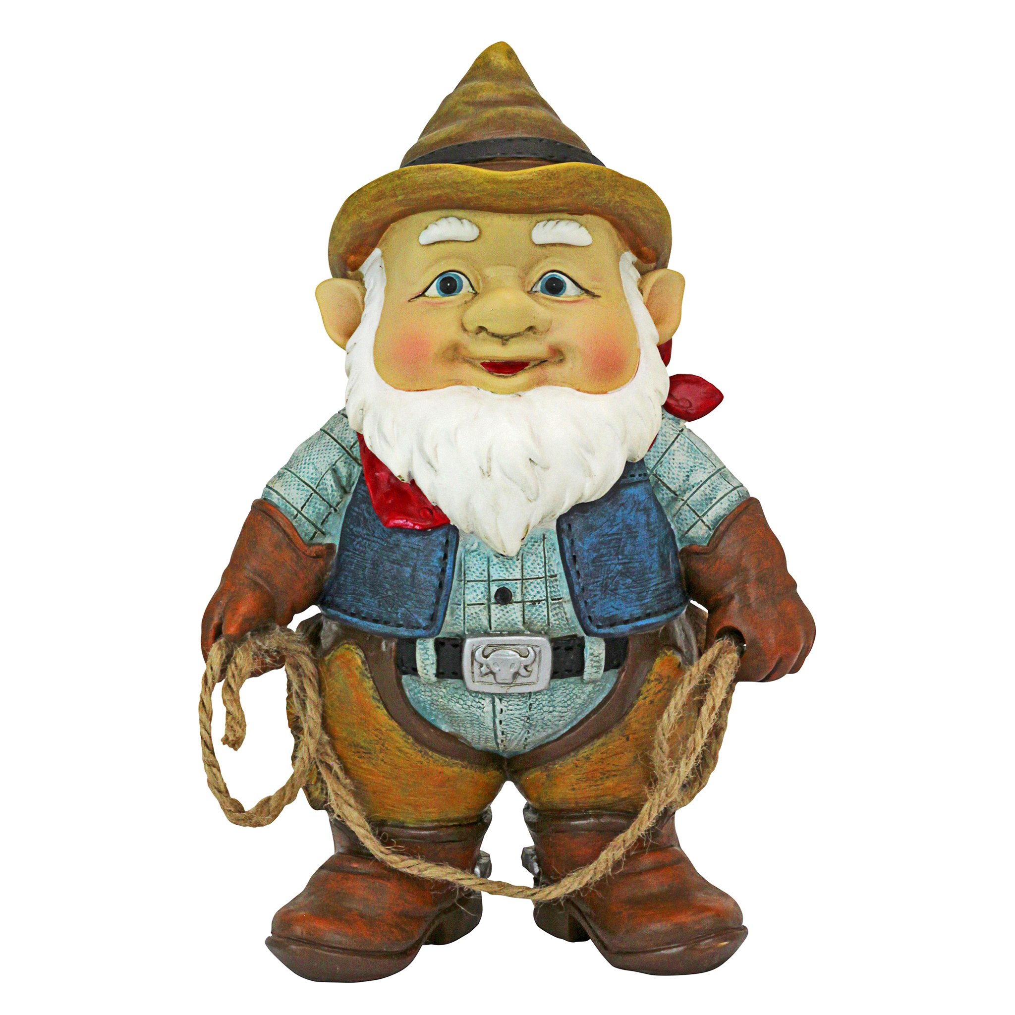 Statua Da Giardino Design Toscano – Gnomo Cowboy Klaus In Resina, Multicolore, 16.5x10.25x42 Cm - 2