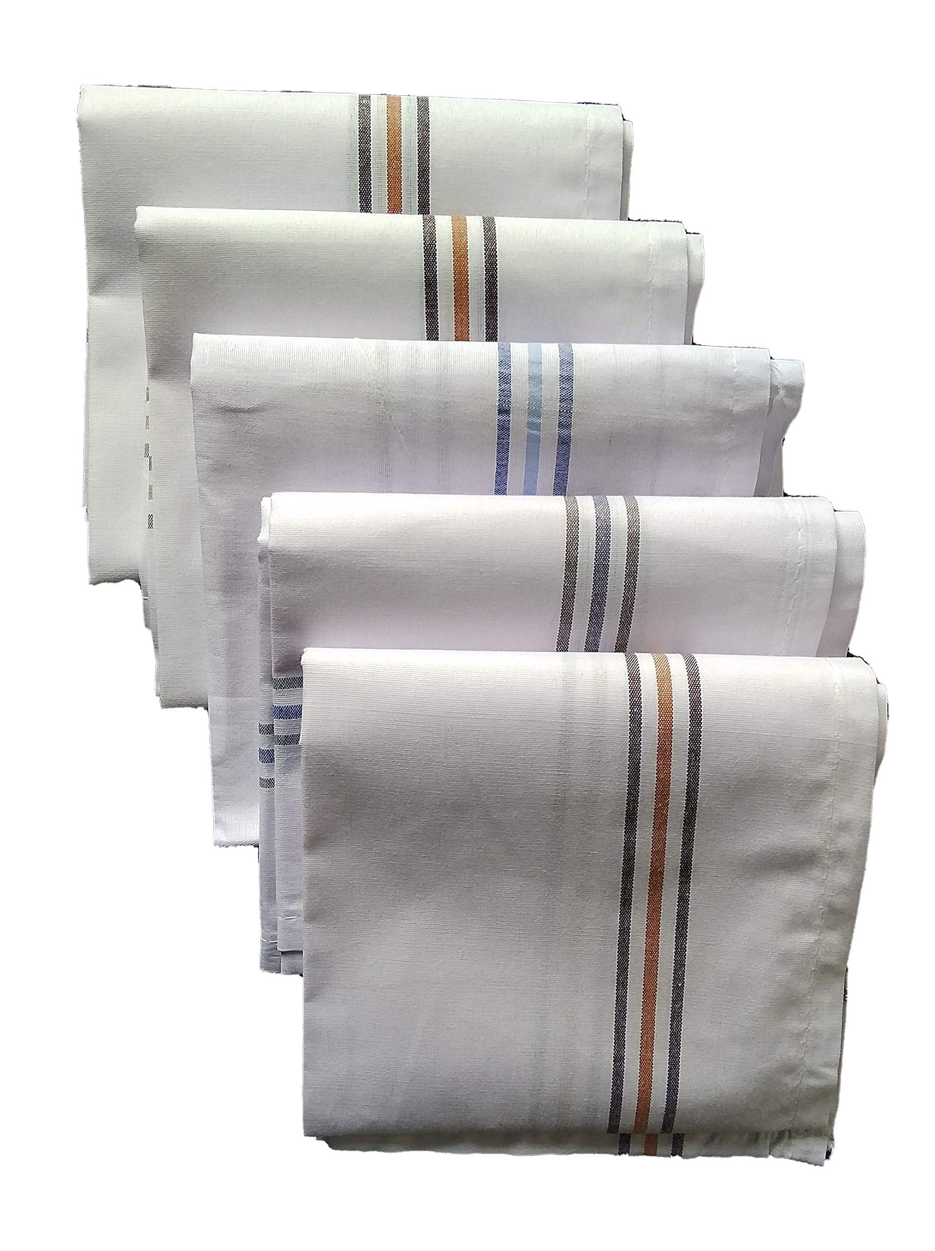 Men's White Stripped Large Size Cotton Handkerchief - Pack of 4-picture-54