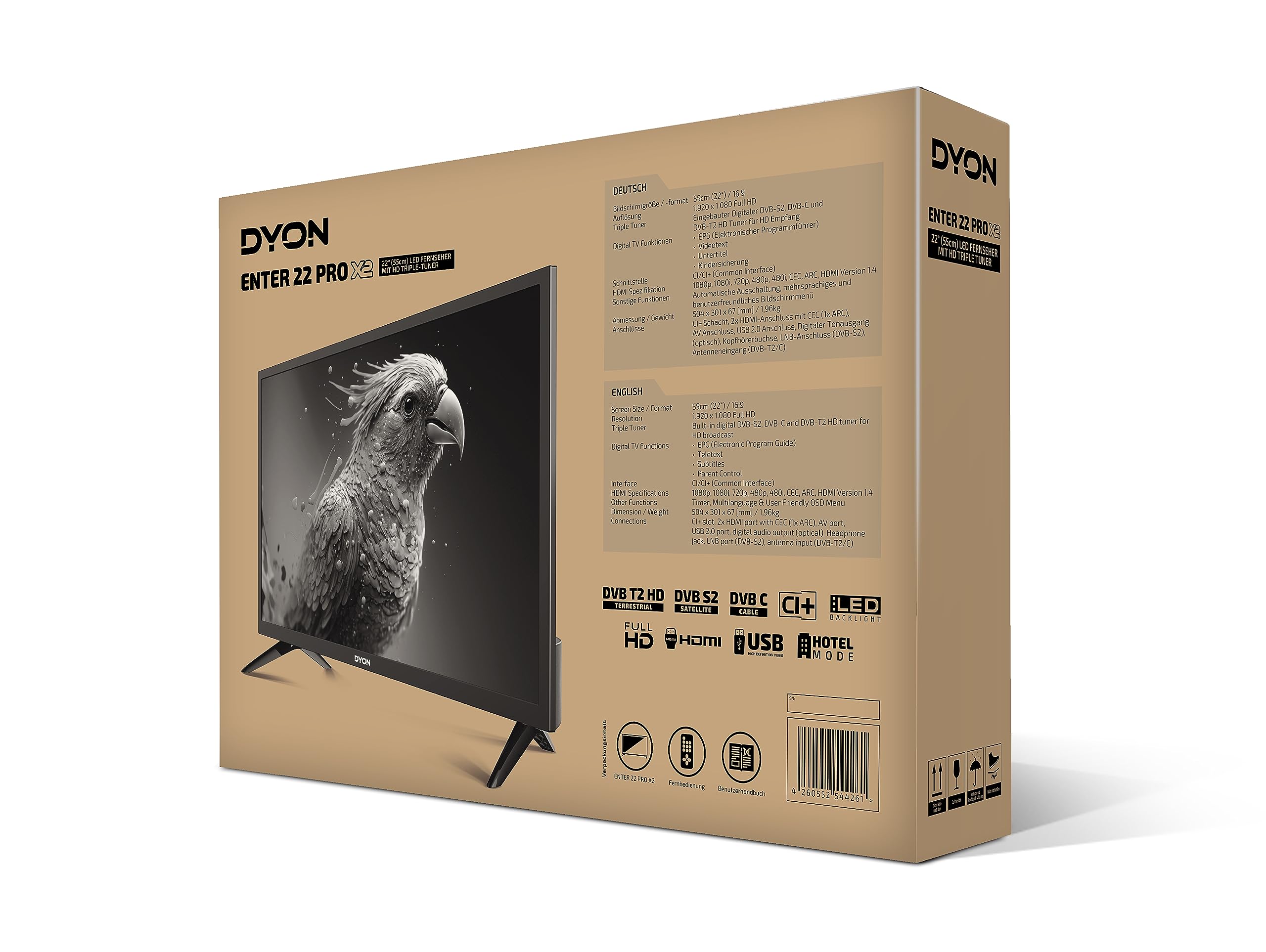 DYON Enter 22 Pro X2 Téléviseur Full HD 55 Cm (22") (triple Tuner (DVB- C/-S2/-T2), Mode Hôtel, Lecteur Multimédia USB) En Destockage Et Reconditionné Chez