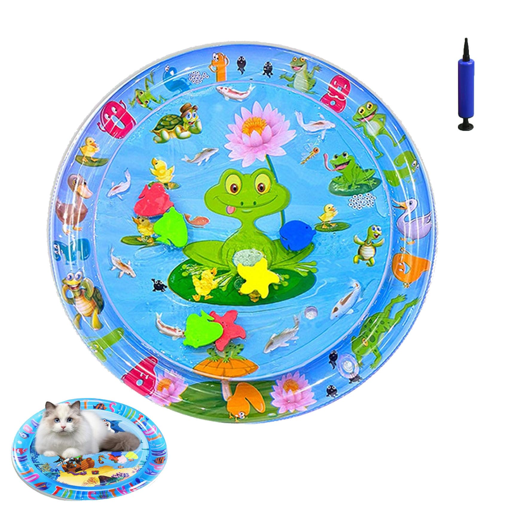 Pet Water Bed, Interactive Sensory Pad with Floating Fish, Cooling Mat for Dogs/Cat (A,Small) โ image 1