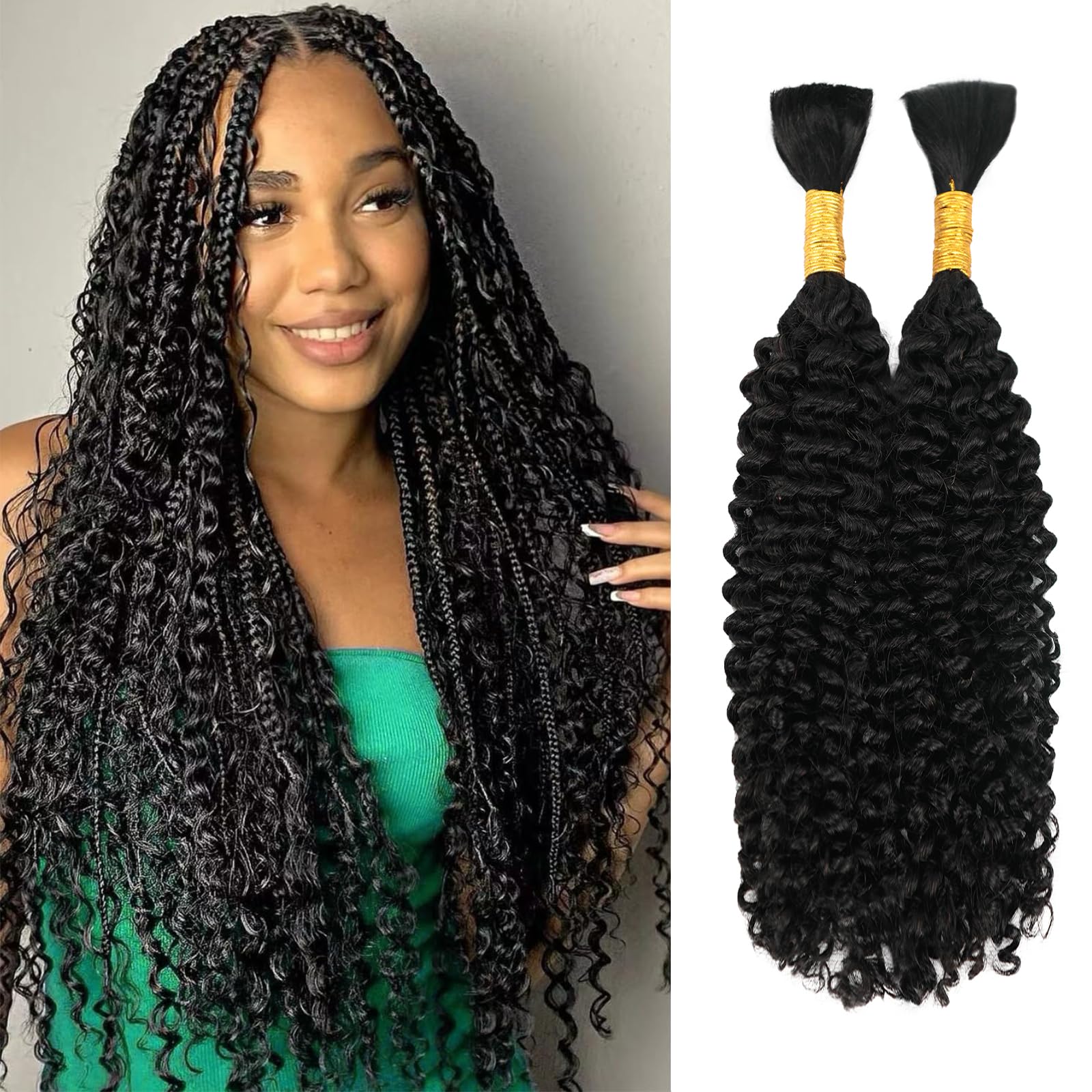 Human Braiding Hair for Boho Braids 18 Inch Curly Human Hair Braiding 12A Brazilian No Weft Hair Extensions for Bohemian Knotless Braids Bulk Human