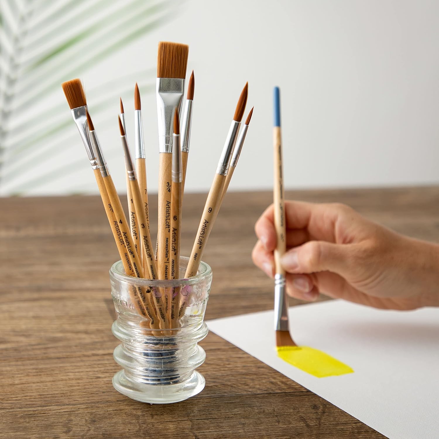 Artist's Loft Brown Synthetic Flat & Round Brushes Necessities