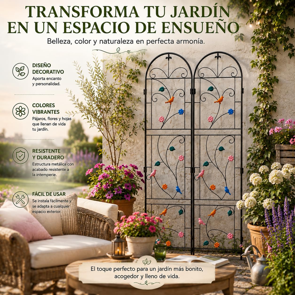UNHO Enrejado de Jardín para Plantas Trepadoras, 2 Piezas, 97,5 x 214 cm
