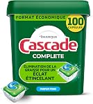 Cascade Pods de détergents, savon de détergent, parfum frais, 100 Nombre