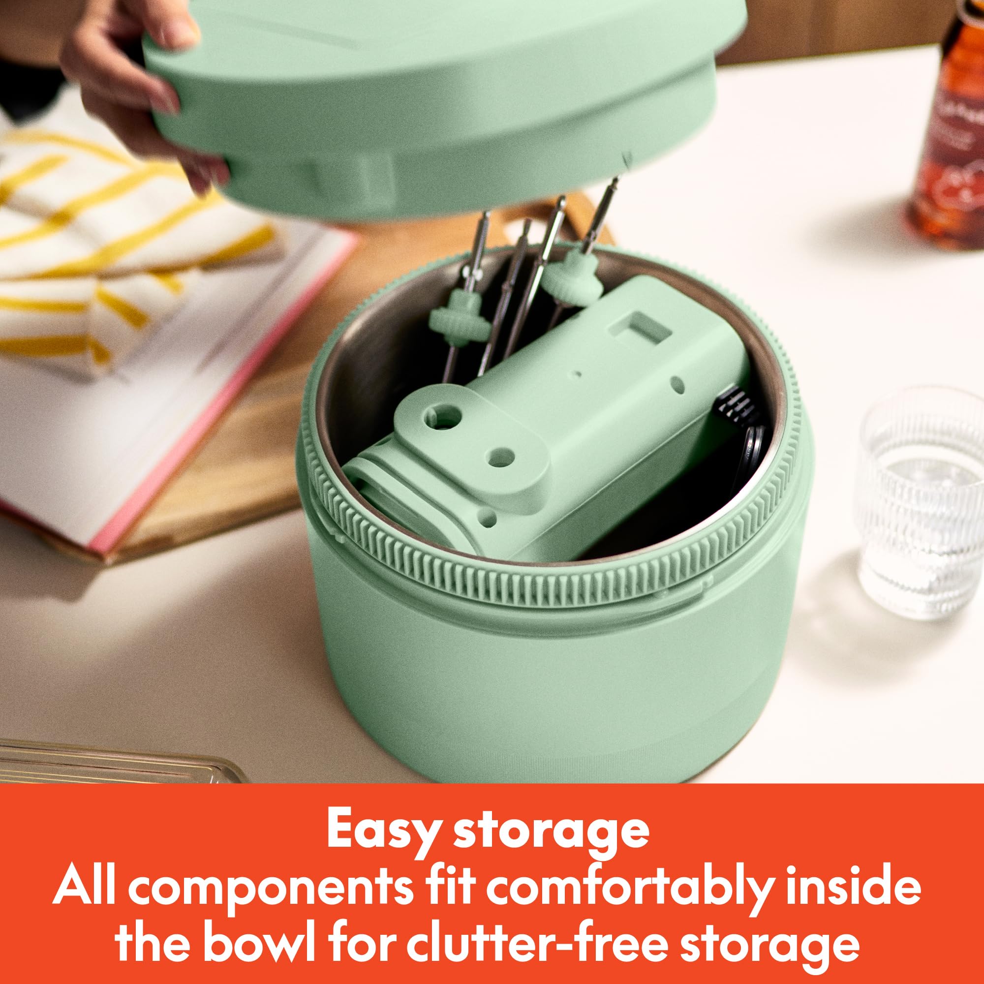 bella 3.5 Qt Hand & Stand Mixer, 2 in 1 Electric Mixer with Bowl, Seaglass view 3