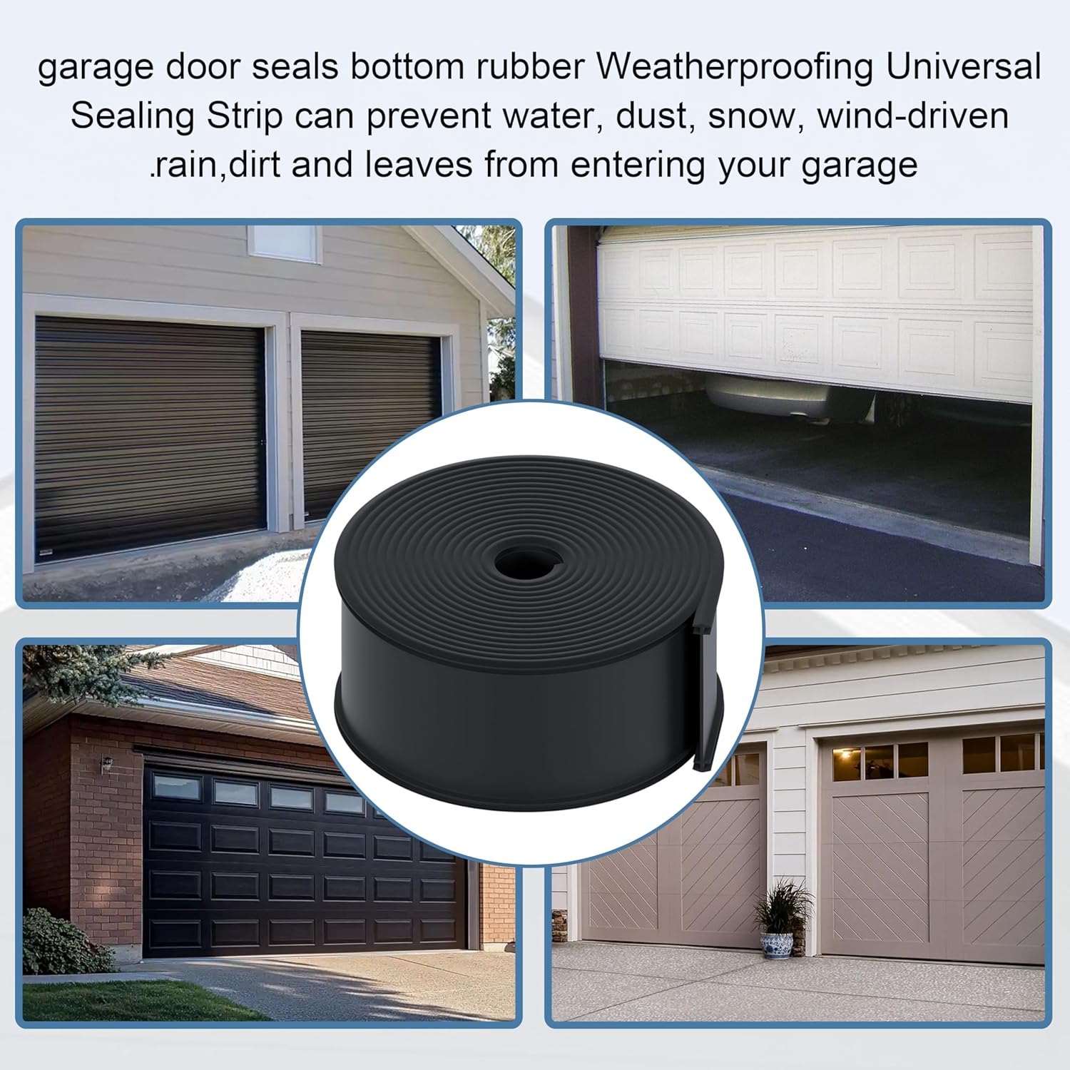 Garage Door Seals Bottom Rubber Fits Midland Double T Door Seal, Garage Door Weatherseal Seal, Weatherproofing Garage Door Seals 3 1/2''Width X 18 Feet Lenth