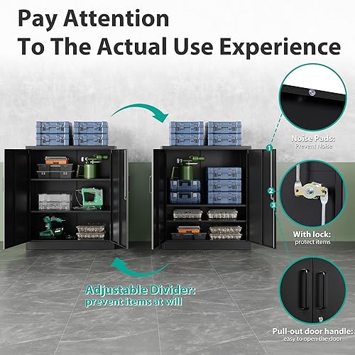 Miniatura 122 de SISESOL Armario de almacenamiento con puertas y estantes de vidrio, armario de despensa de cocina independiente para el hogar, oficina, baño Negro