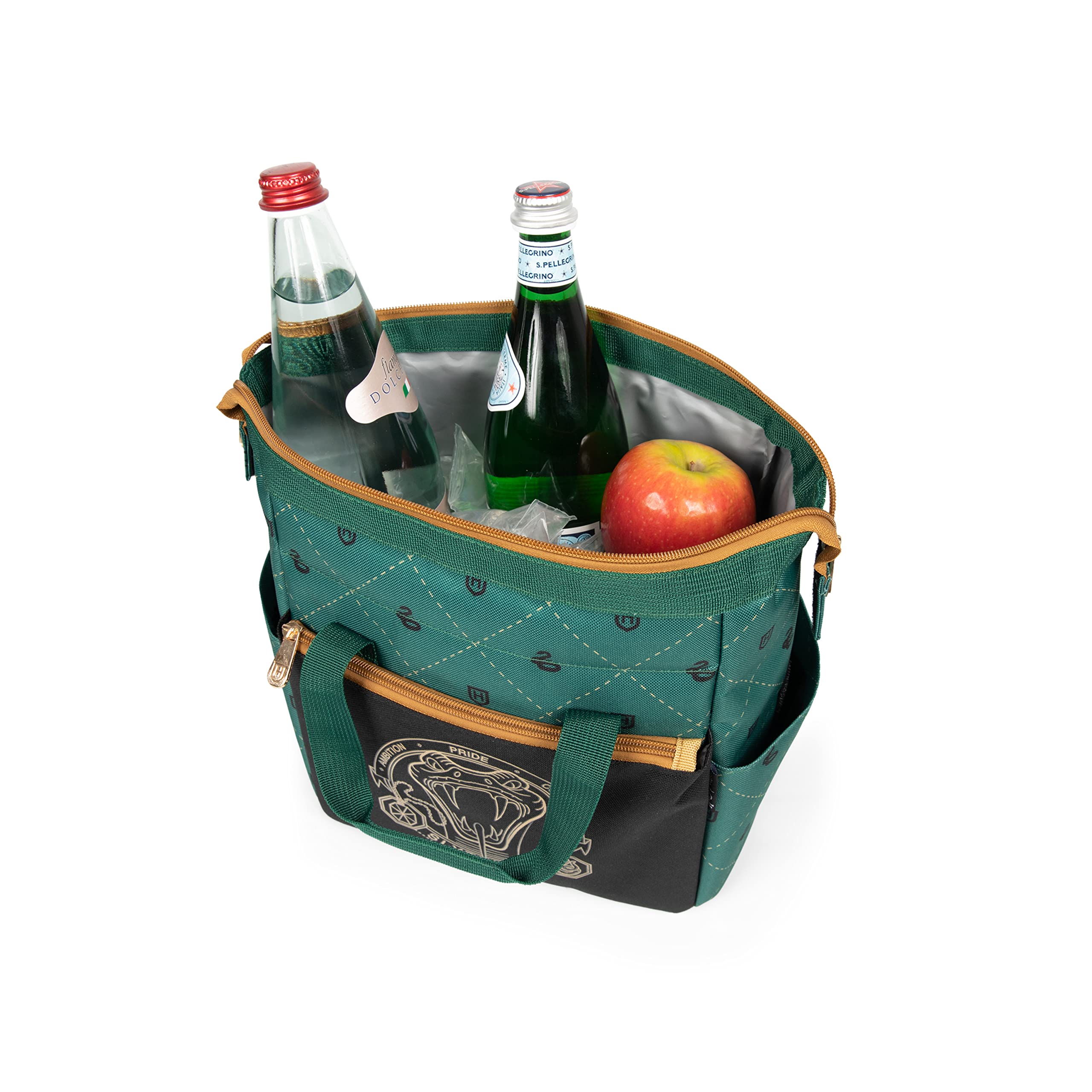 PICNIC TIME Warner Bros On The Go, 510-00-270-024-18, caja térmica suave, bolsa de almuerzo aislada, poliéster, Harry Potter Slytherin-negro con detalles verdes