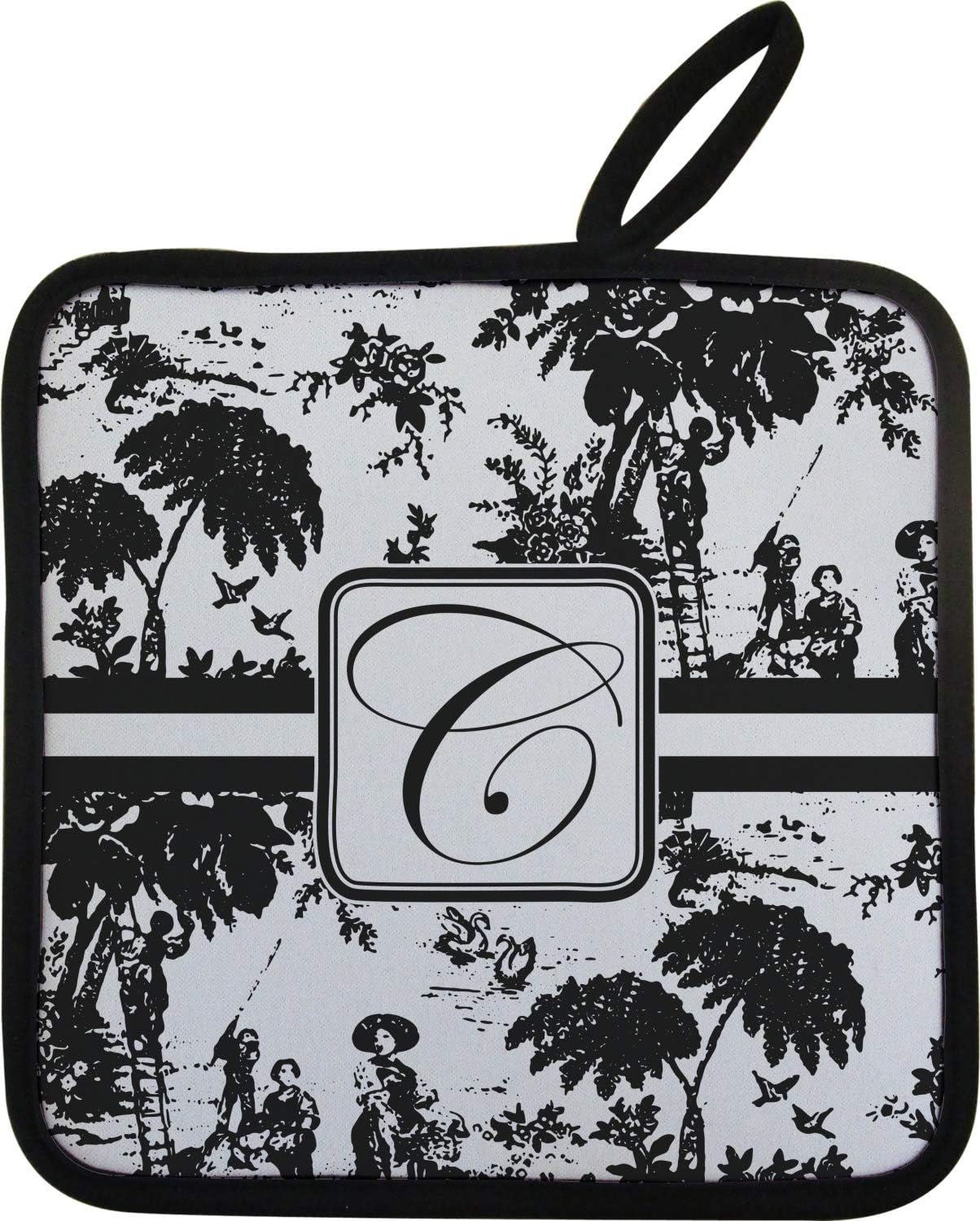 RNK Shops Personalized Toile Right Oven Mitt & Pot Holder Set w/Initial