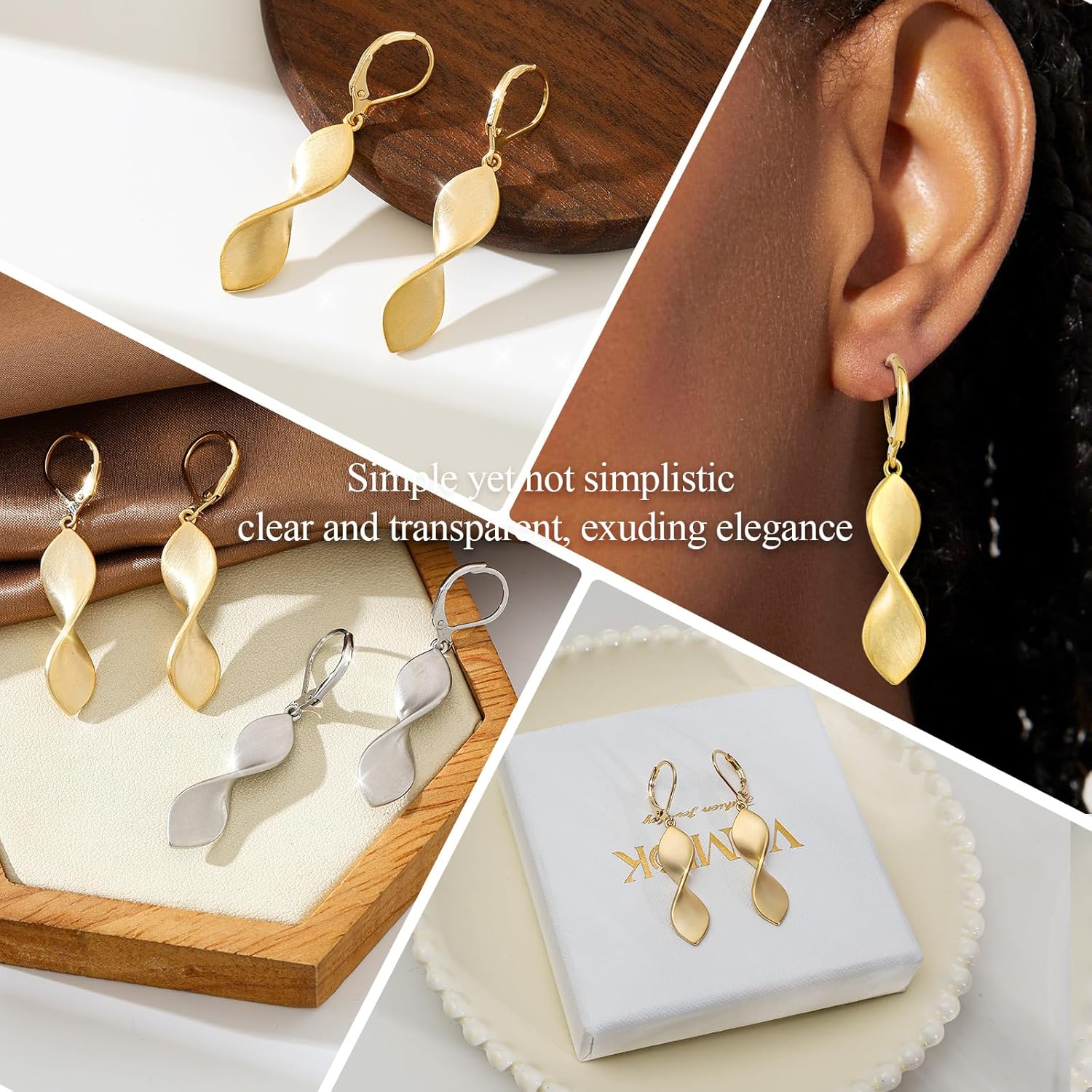 Gold Earrings for Women, Silver Earrings, Trendy Dangle Stud Jewelry for Women, 14K Gold-Plated and Silver Dainty Jewelry Cute Teardrop Dangling Gift - Image 6