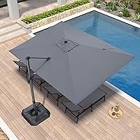 Vista 117 de PURPLE LEAF Sombrilla de Patio de 8 Pies para Exteriores Sombrilla Cantilever Cuadrada de Aluminio Sombrilla Offset con Rotación de 360 Grados