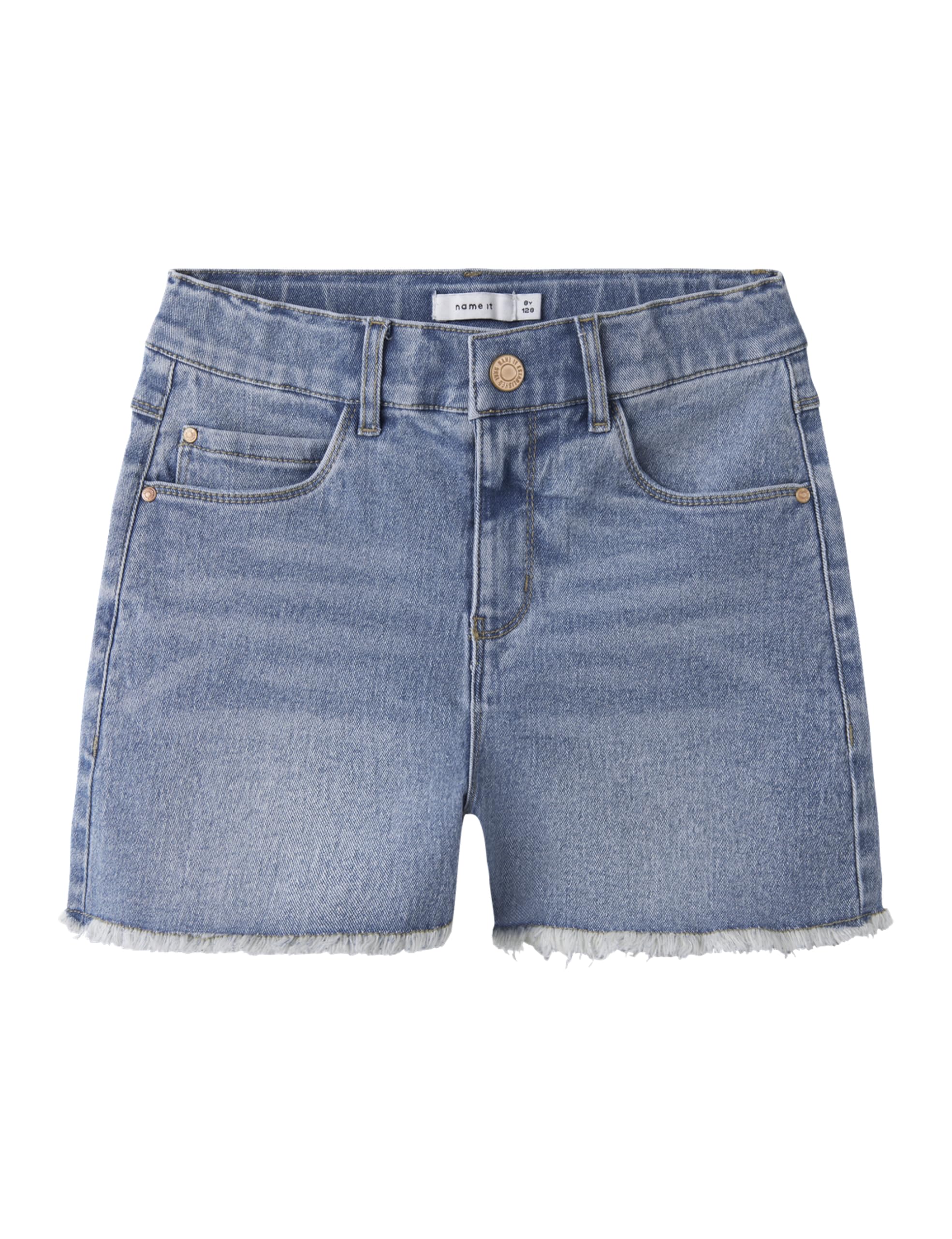 NAME IT Damen Nkfrandi Dnmtaya Hw Mom Noos Shorts, Medium Blue Denim, 92 EU