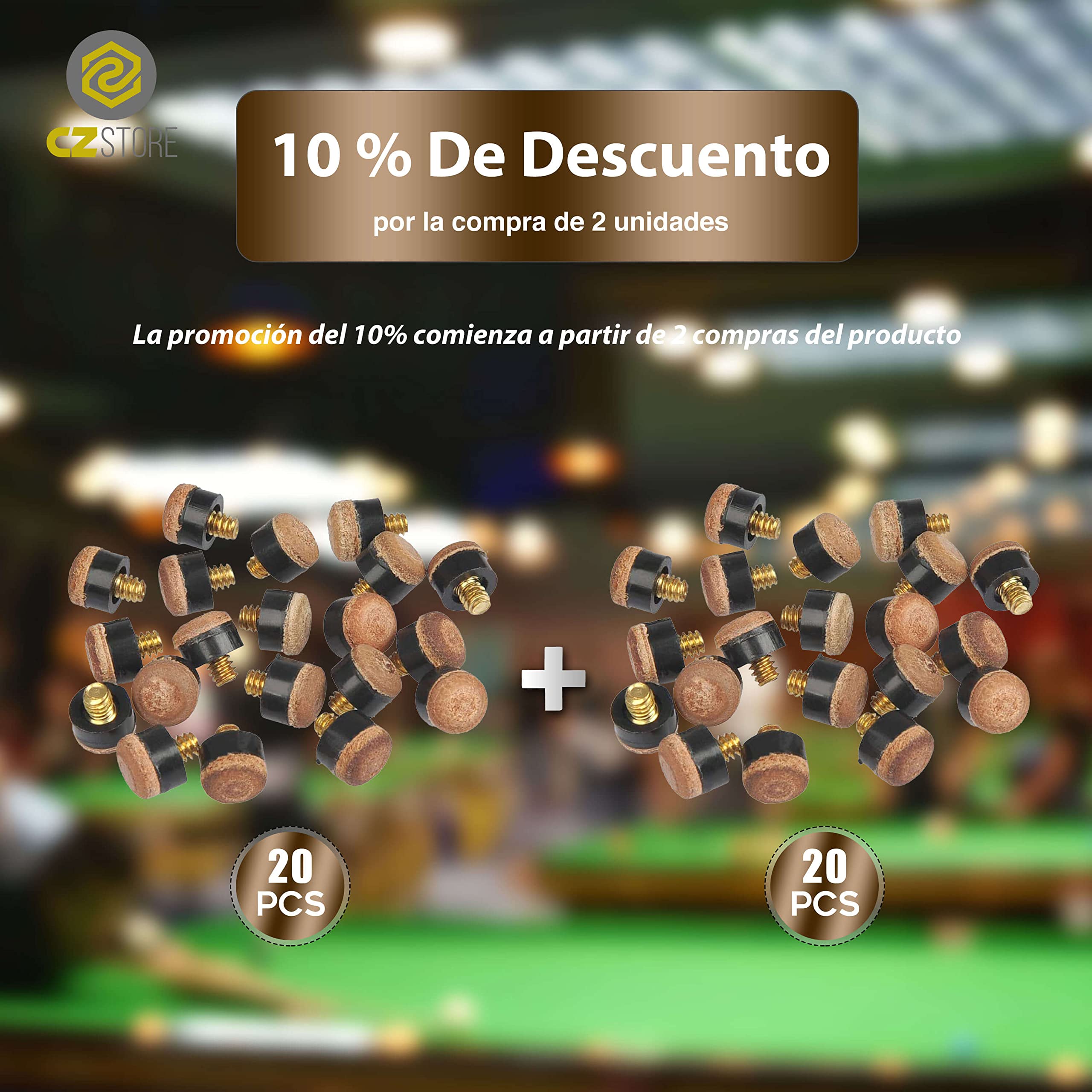 Puntas de Taco de Billar |Juego de 20|✮✮GARANTÍA DE por Vida✮✮- Tornillos, Virola de Cuero, Caja de Almacenamiento - Accesorios para Cañas y Tacos de Pool y Snooker
