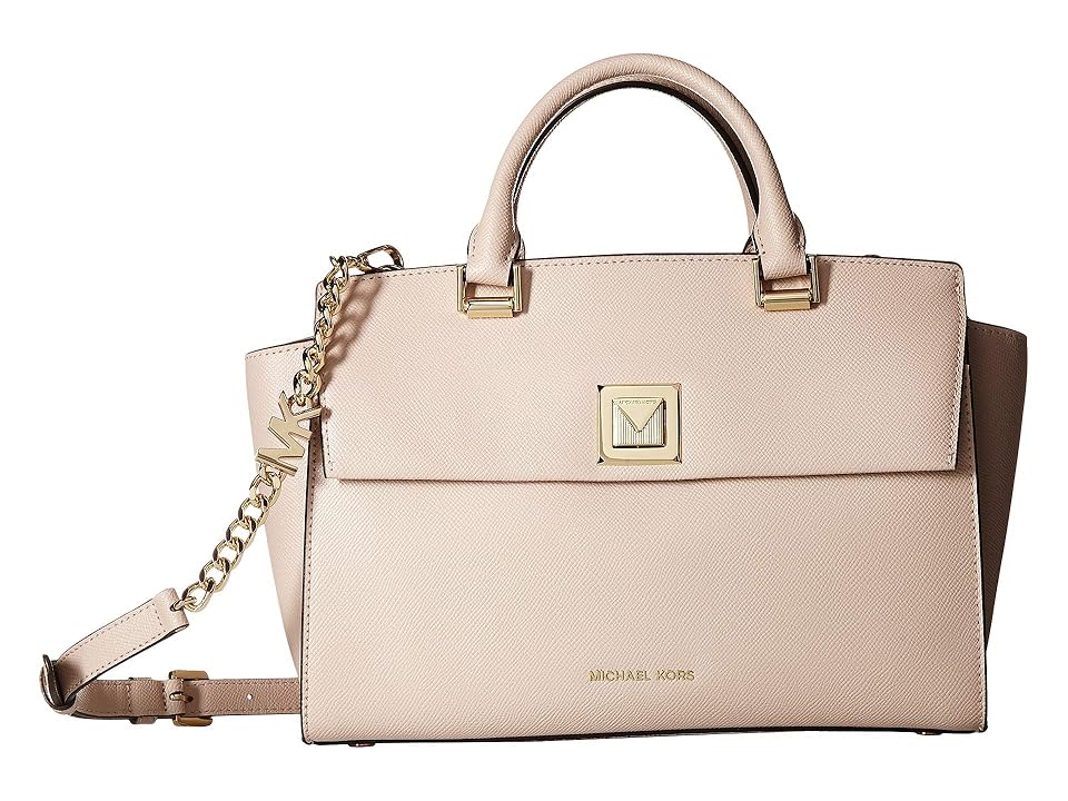 

MICHAEL Michael Kors Sylvia Medium Top Zip Satchel (Soft Pink) Satchel Handbags