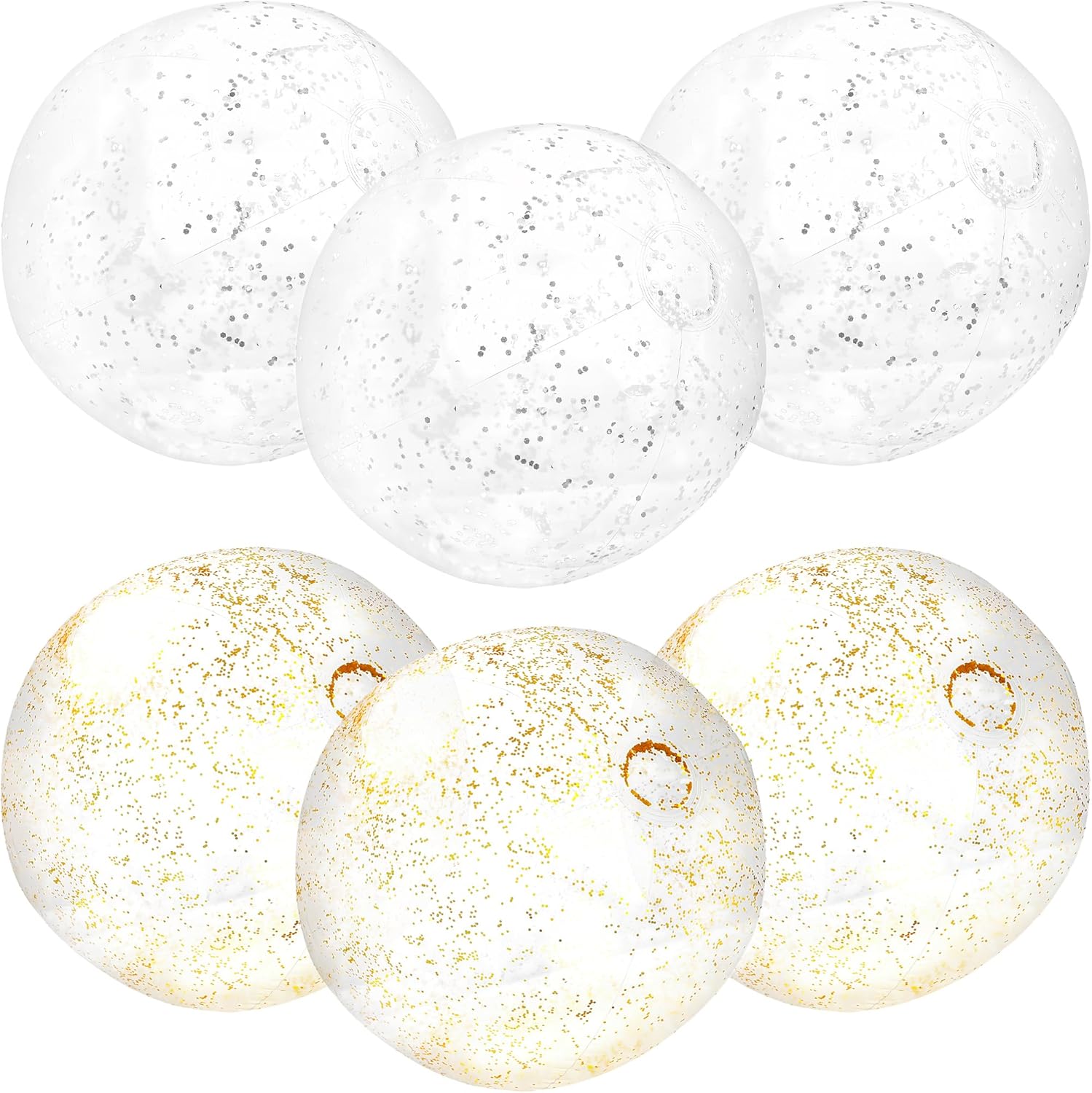 6 Pack 32 Inch Giant Inflatable Clear Beach Ball Blow up Clear Balls Beach Ball with Confetti Large Balls for Summer Beach Pool Birthday Party Favor