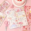 SAMVARDHAN Cute Kawaii Stickers - 20 PET Sheets Cute Washi Stickers for Project, Japanese Style Girls Sticker Set, Size of Each Sheet - 40 X 8 CM (Color and Design May Vary) (20 Sheets (Random Color)) gallery image
